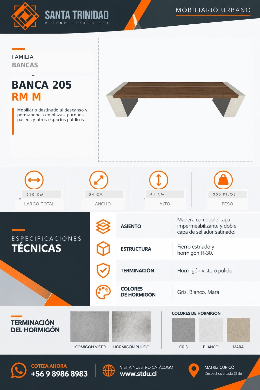 Banca 205 RM, mobiliario urbano STDU