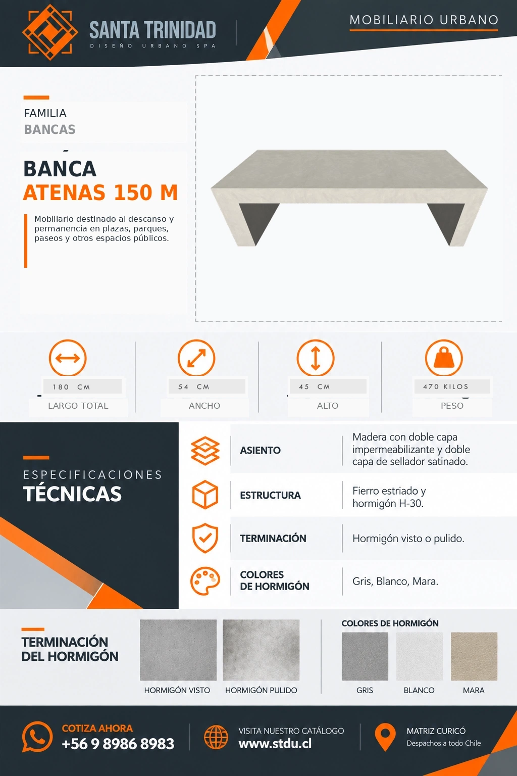 Banca Atenas 150, mobiliario urbano STDU