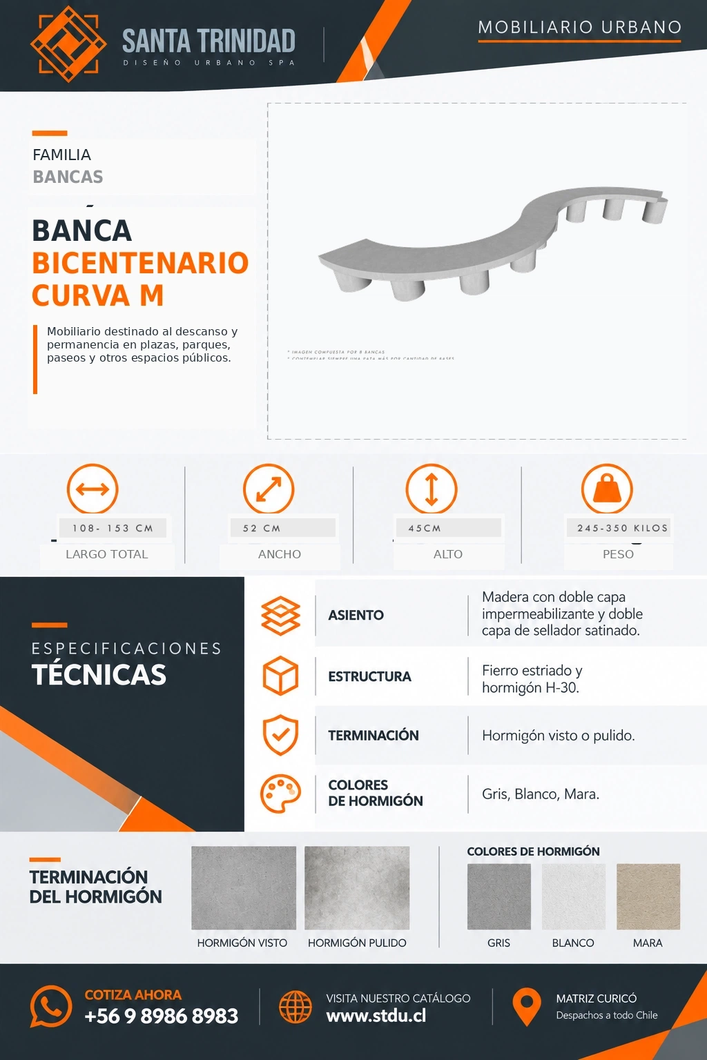 Banca Bicentenario Curva, mobiliario urbano STDU
