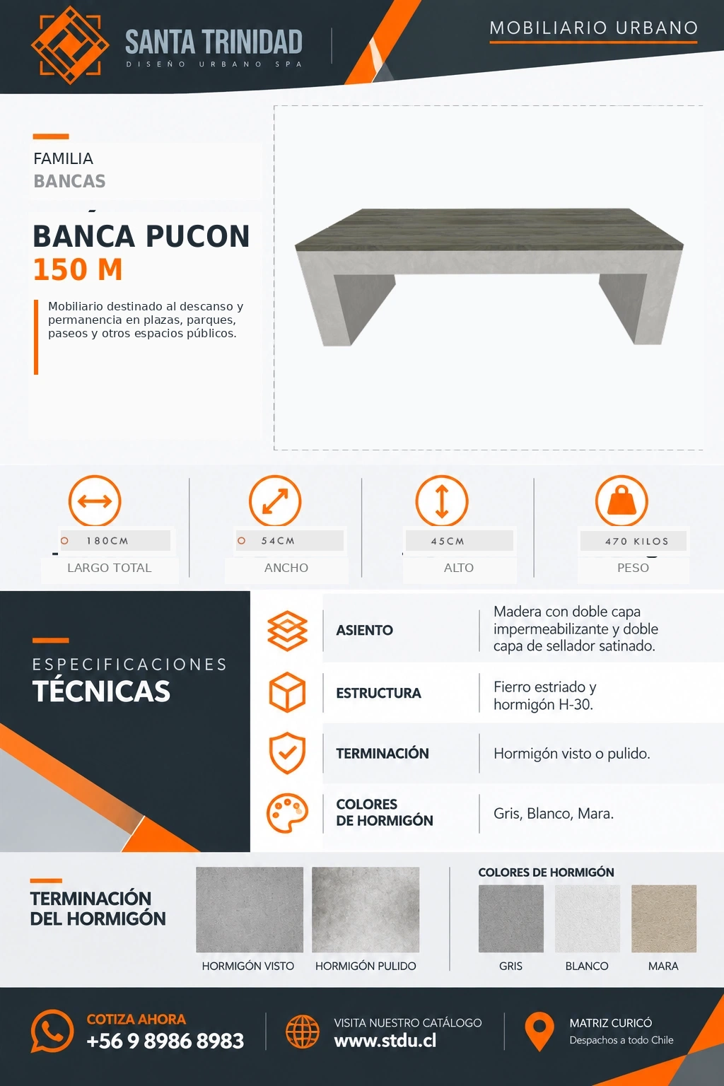 Banca Pucón 150, mobiliario urbano STDU