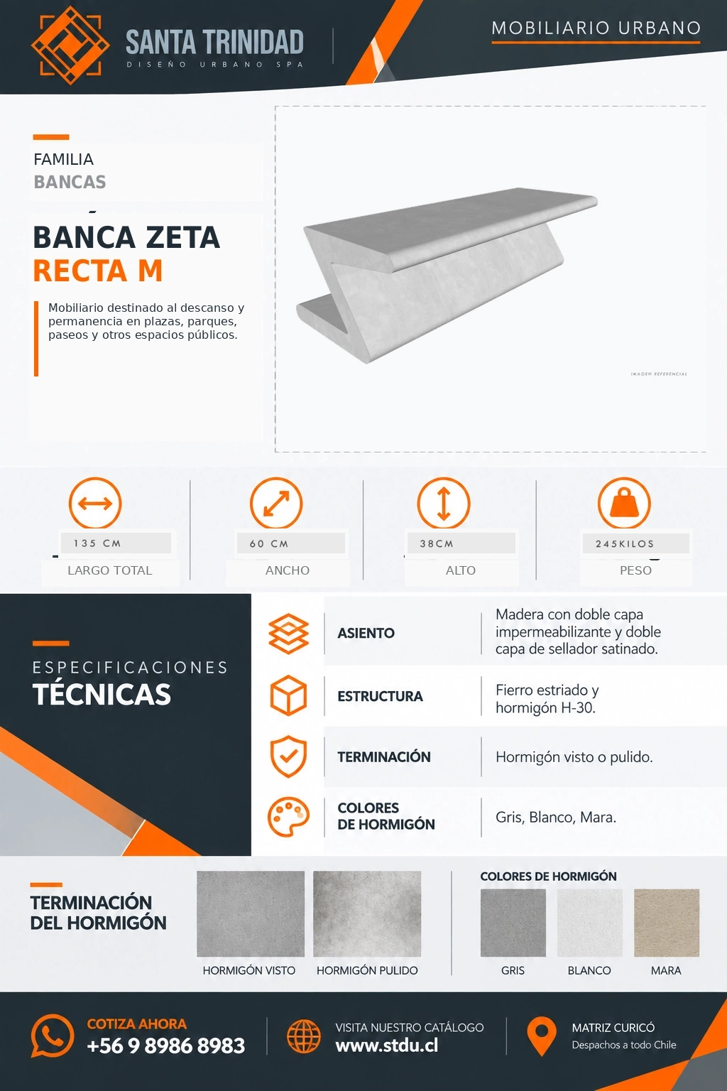 Banca Zeta Recta, mobiliario urbano STDU