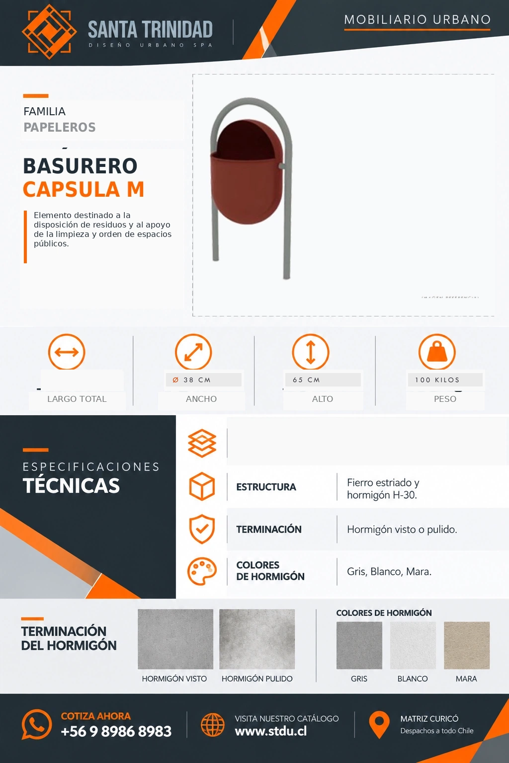 Basurero Cápsula, mobiliario urbano STDU