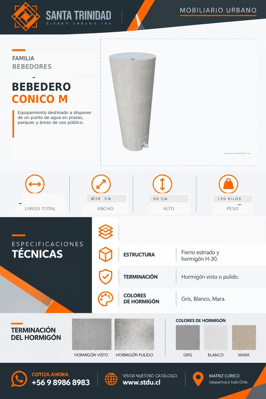 Bebedero Cónico, mobiliario urbano STDU