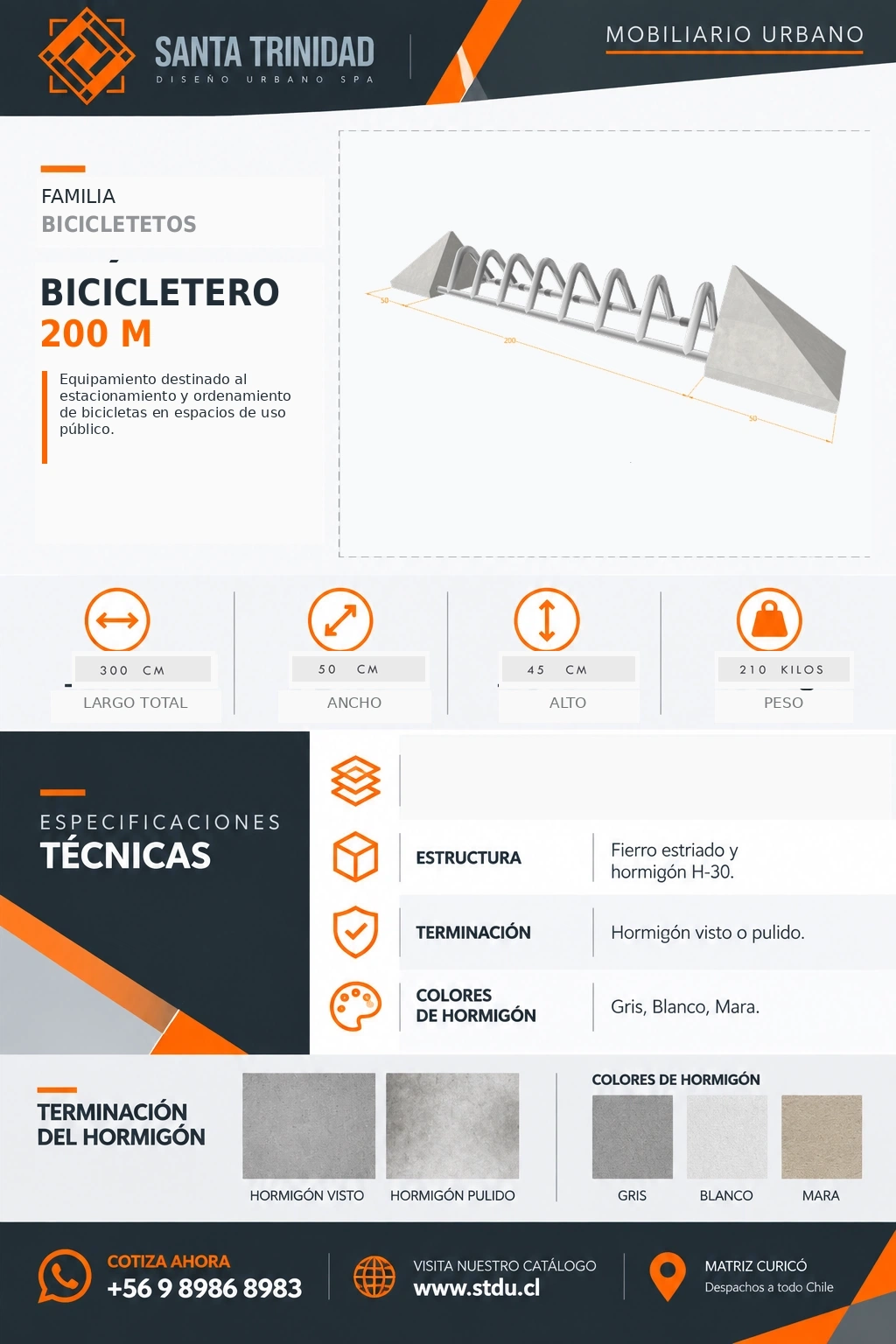Bicicletero 200, mobiliario urbano STDU
