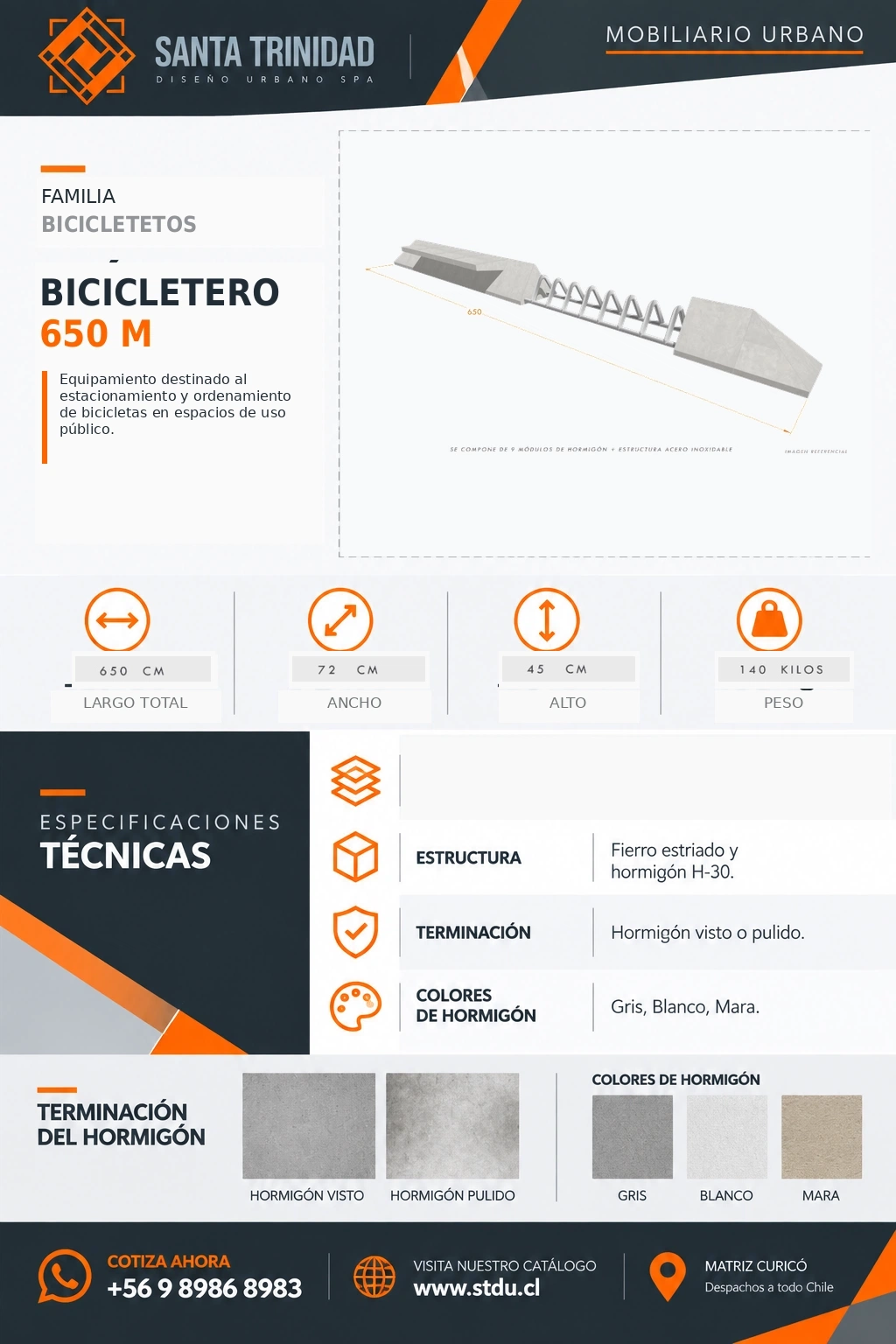 Bicicletero 650, mobiliario urbano STDU