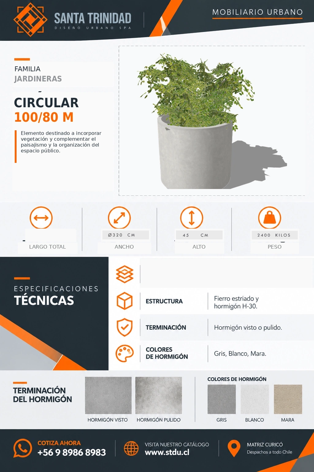 Jardinera circular 100/80, mobiliario urbano STDU