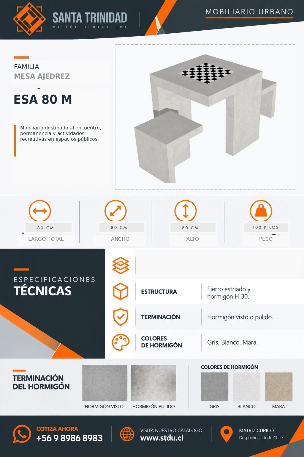 Mesa de ajedrez 80, mobiliario urbano STDU
