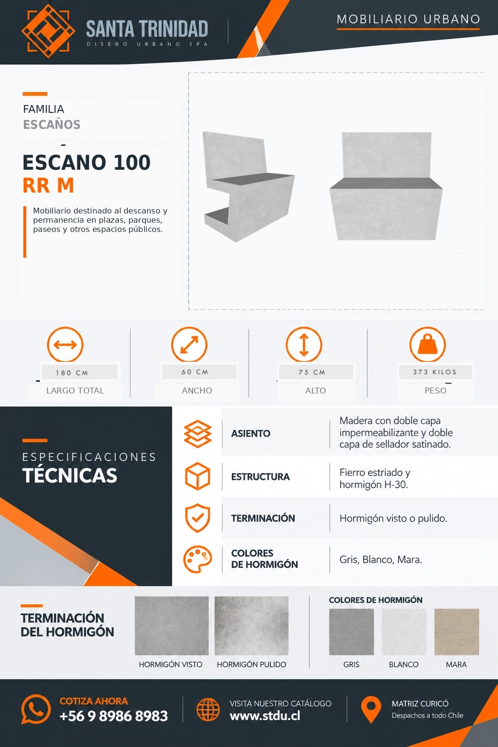 Escaño 100 RR, mobiliario urbano STDU