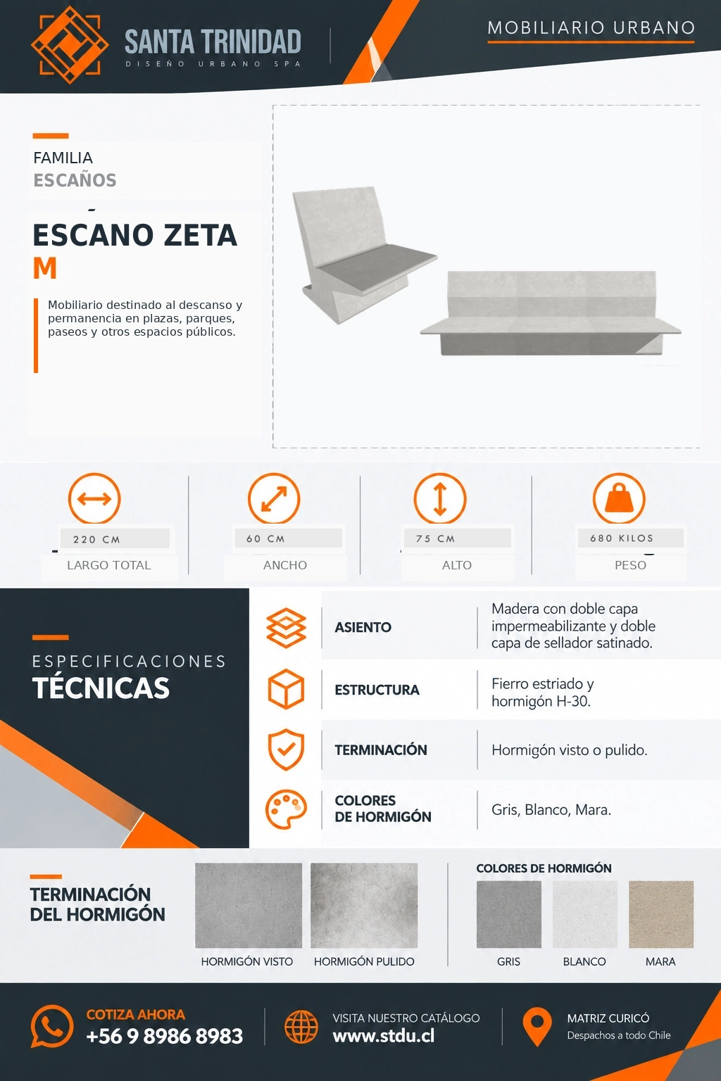 Escaño Zeta, mobiliario urbano STDU