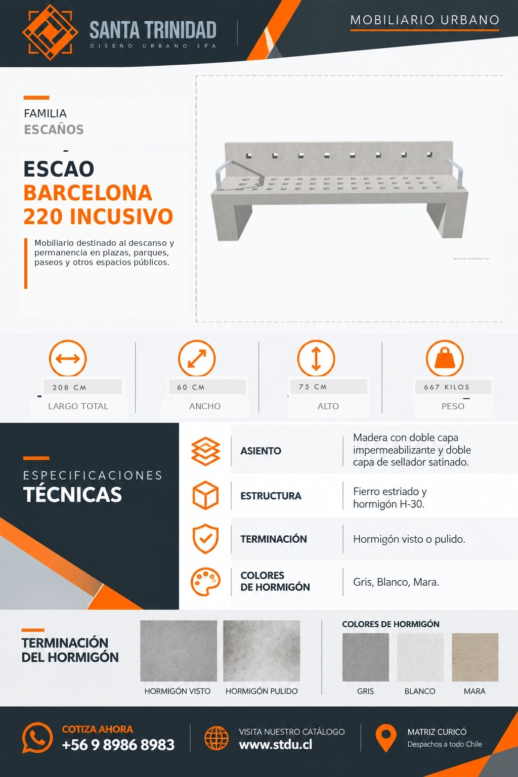 Escaño Barcelona 220 inclusivo, mobiliario urbano STDU