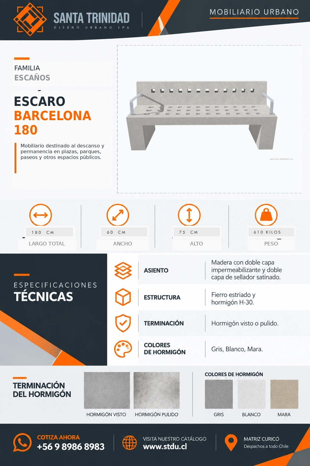 Escaño Barcelona 180 inclusivo, mobiliario urbano STDU