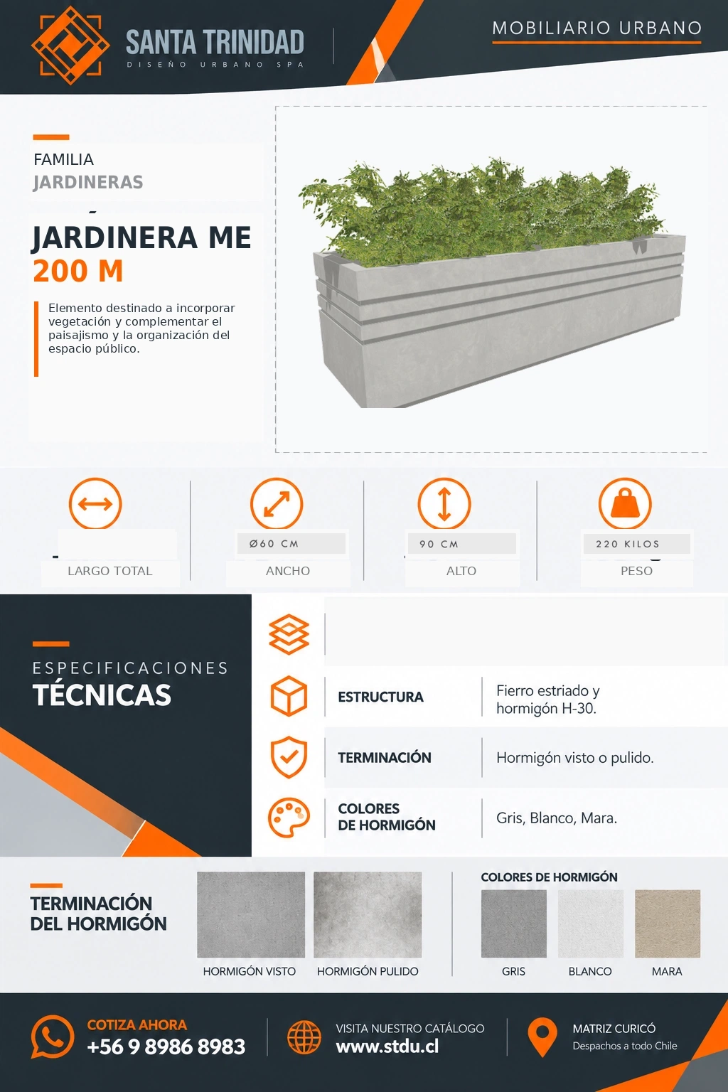 Jardinera Me 200, mobiliario urbano STDU