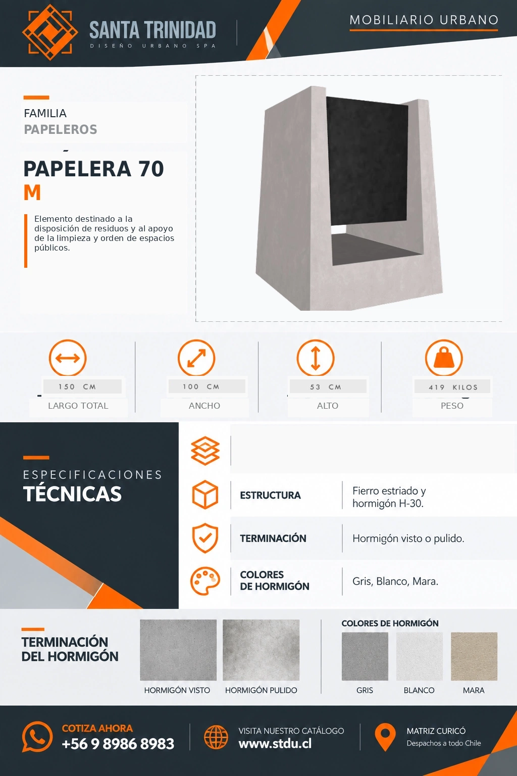 Papelera 70, mobiliario urbano STDU