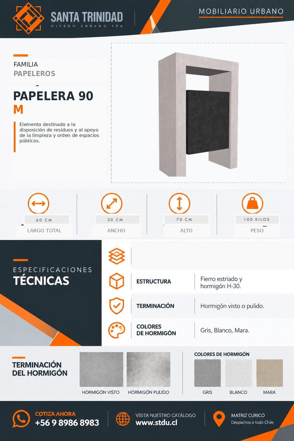 Papelera 90, mobiliario urbano STDU