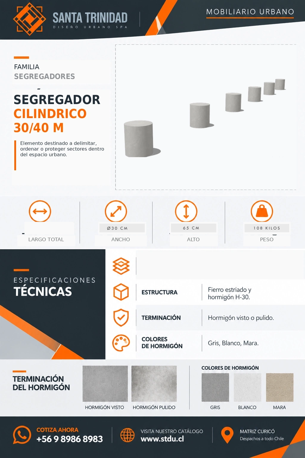 Segregador cilíndrico 30-40, mobiliario urbano STDU