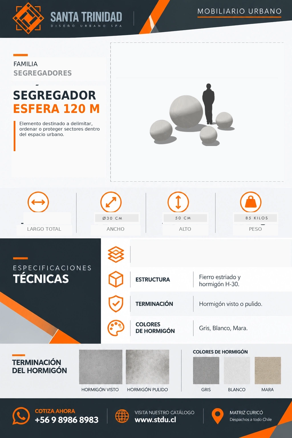 Segregador Esfera 120, mobiliario urbano STDU