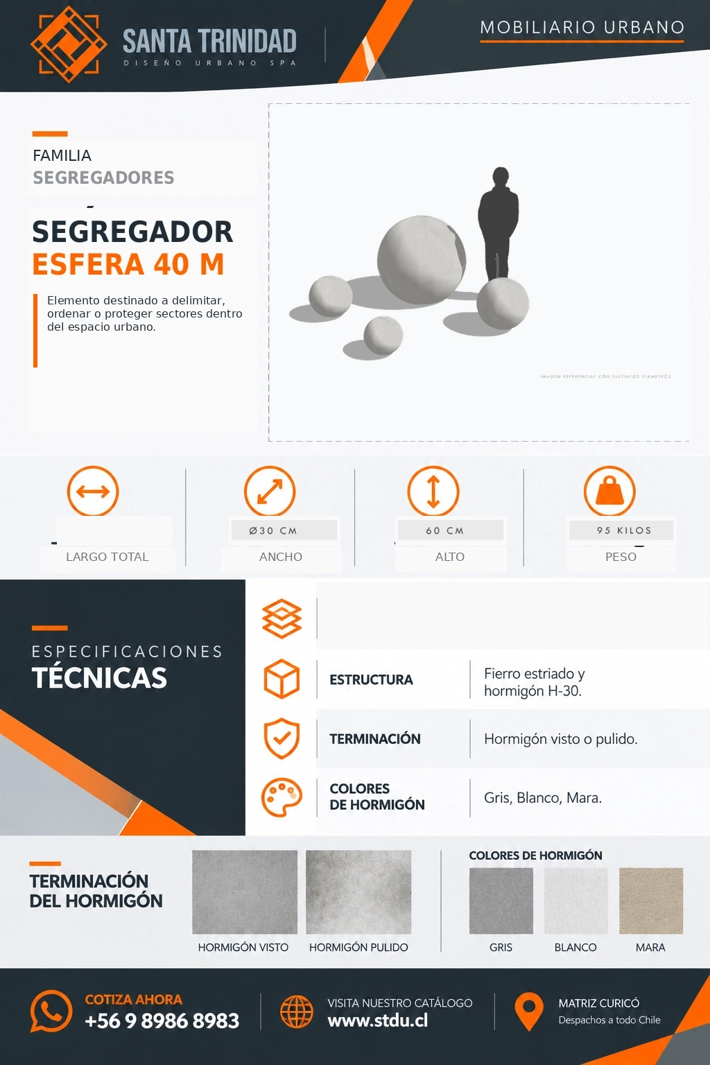 Segregador Esfera 40, mobiliario urbano STDU