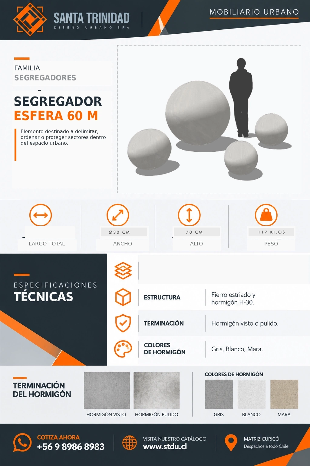 Segregador Esfera 60, mobiliario urbano STDU