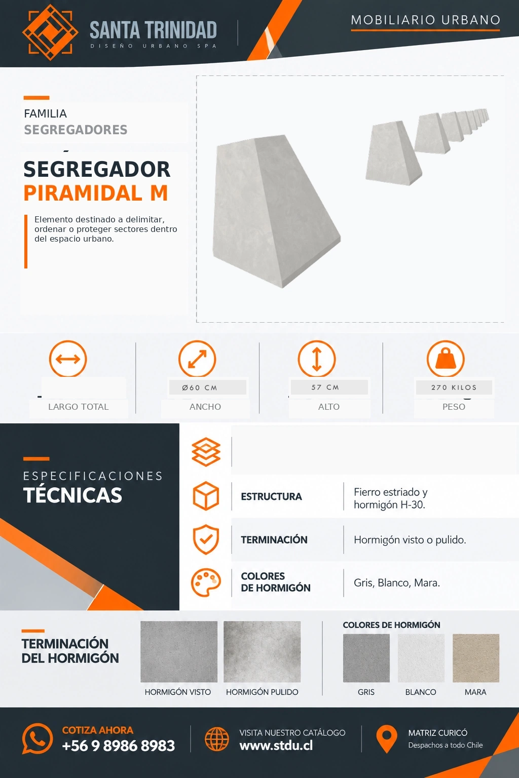 Segregador Piramidal, mobiliario urbano STDU