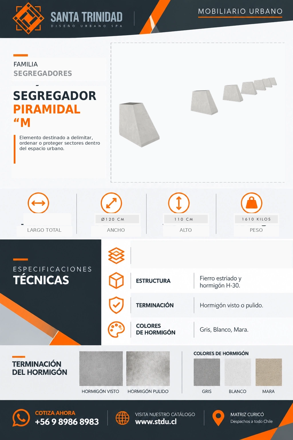 Segregador Piramidal “M, mobiliario urbano STDU