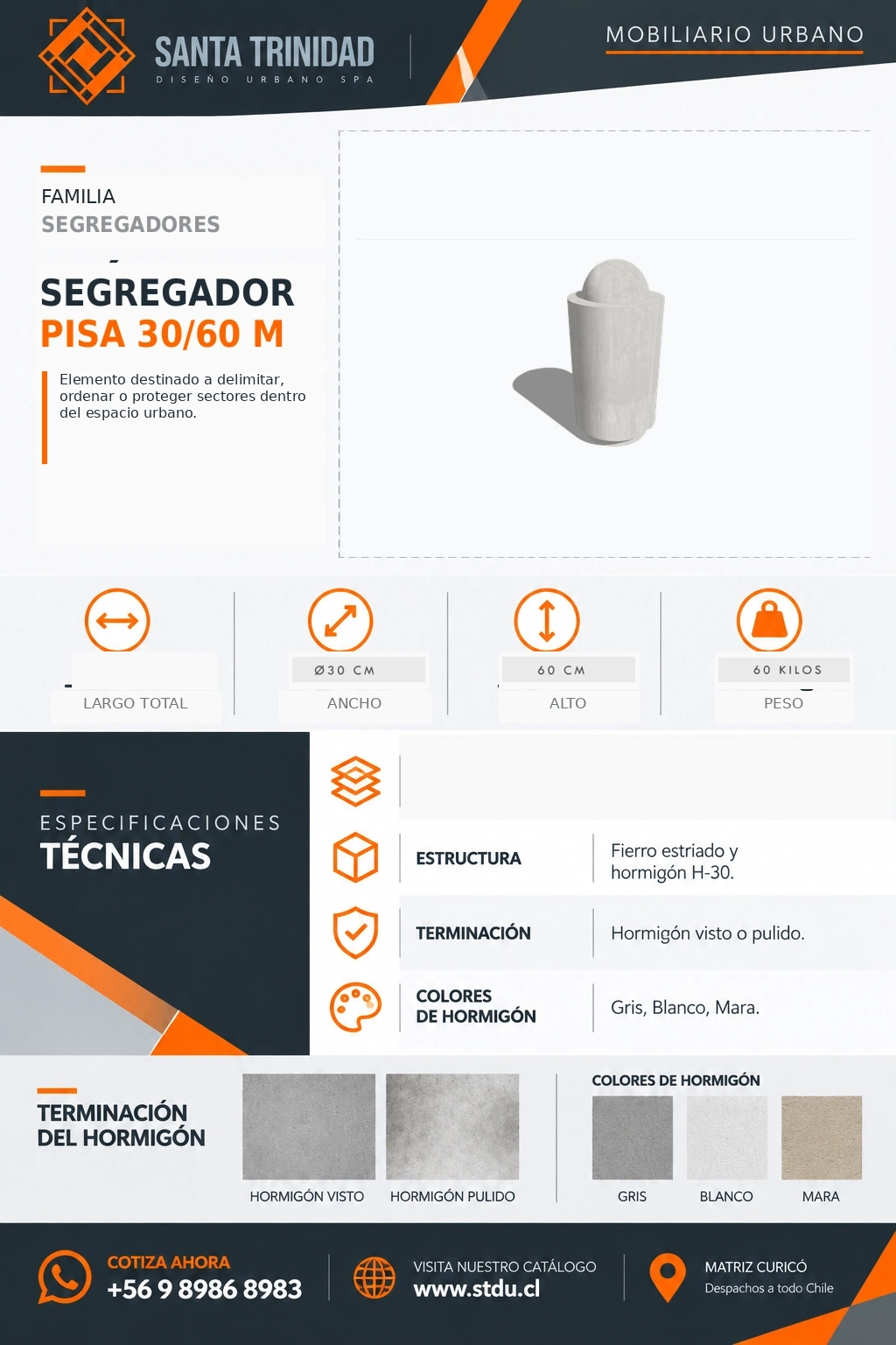 Segregador Pisa 30-60, mobiliario urbano STDU