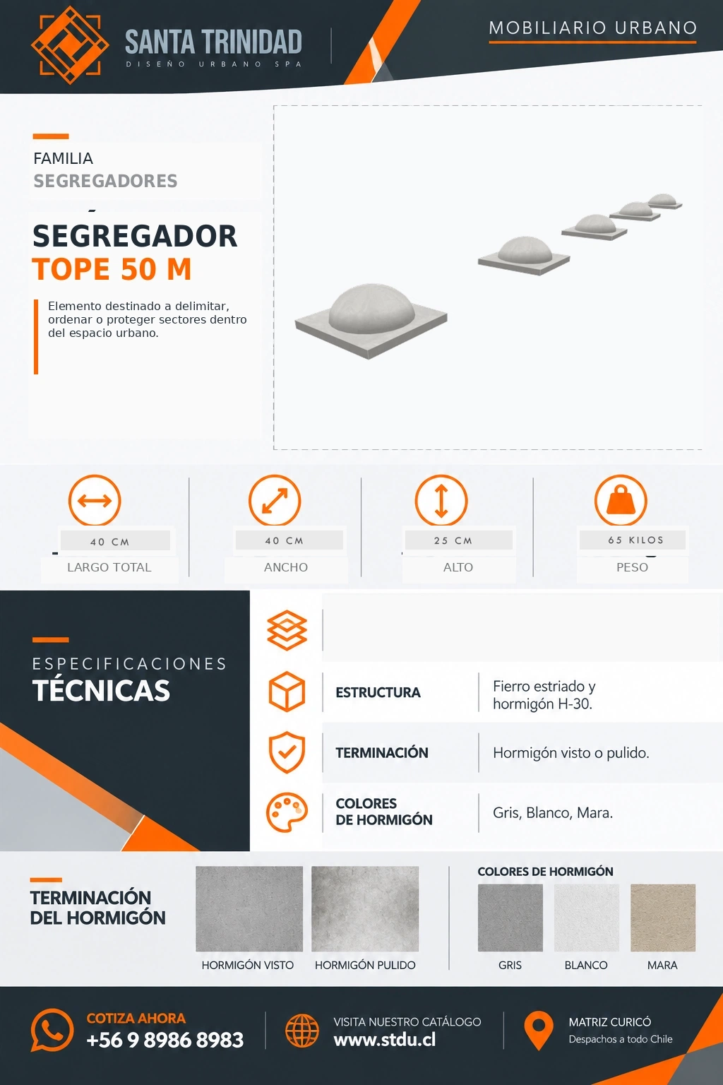 Segregador Tope 50, mobiliario urbano STDU